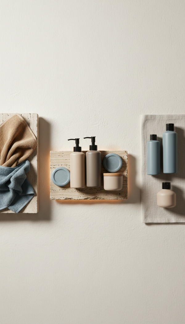 Fragrance-free toiletries set minimalist packaging